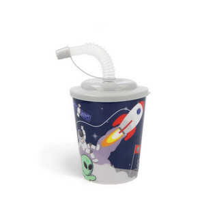 DRINKING CUP / ICE CREAM CUP WITH STRAW – SPACE (12 pcs)