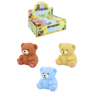 SQUUZY BEAR SQUISHY - ASSORTED COLOURS - IN DISPLAY (12 pcs)