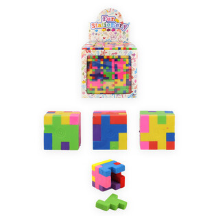 PUZZLE CUBE ERASER - IN DISPLAY (120 pcs)