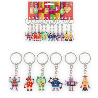Robot Keychains on Card (12 pcs)