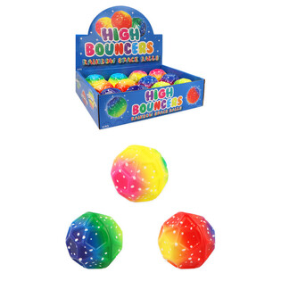 HIGH BOUNCE RAINBOW SPACE BOUNCY BALL - IN DISPLAY (12 pcs)